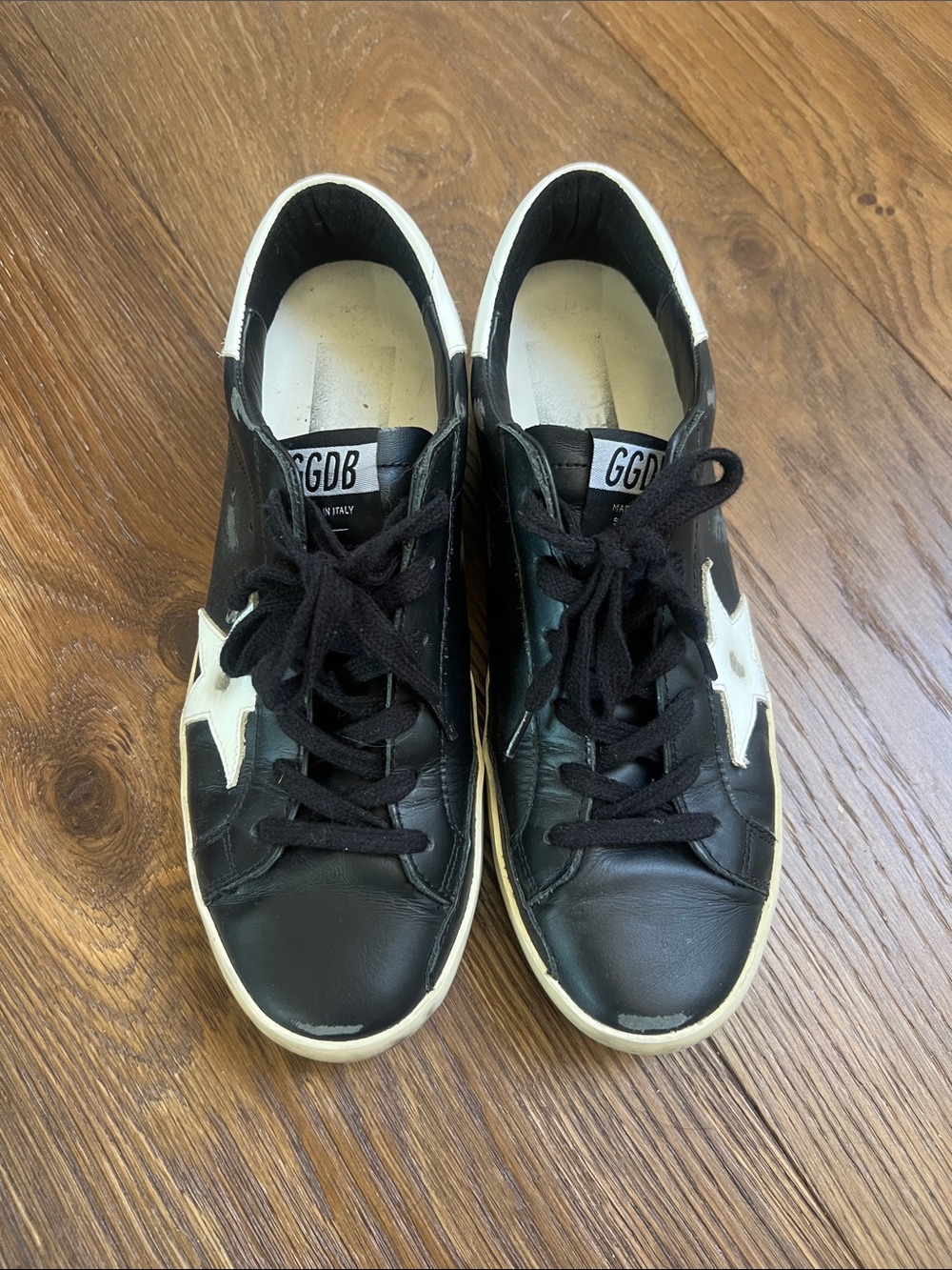 Golden Goose Black Sneakers with White Star Accent